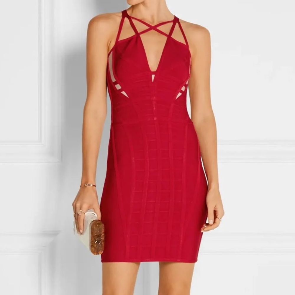 Herve Leger Elliana Dress Lipstick Red S small